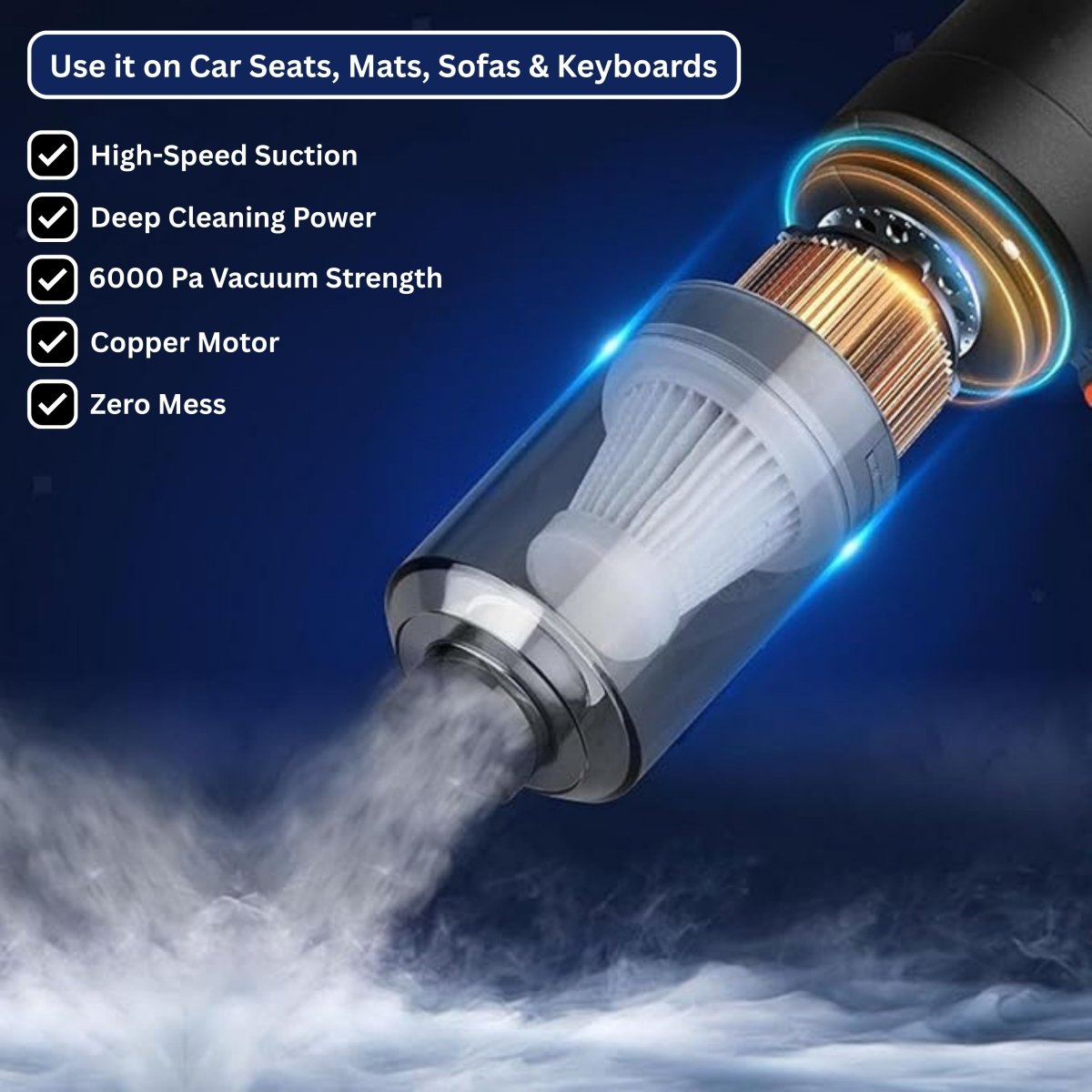 DustBlitz DuoPro Max™ | Dual-Mode Car Vacuum Cleaner + Blower – 12,000 Pa Suction, Cordless & Compact, Deep Cleans Car & Home in Seconds