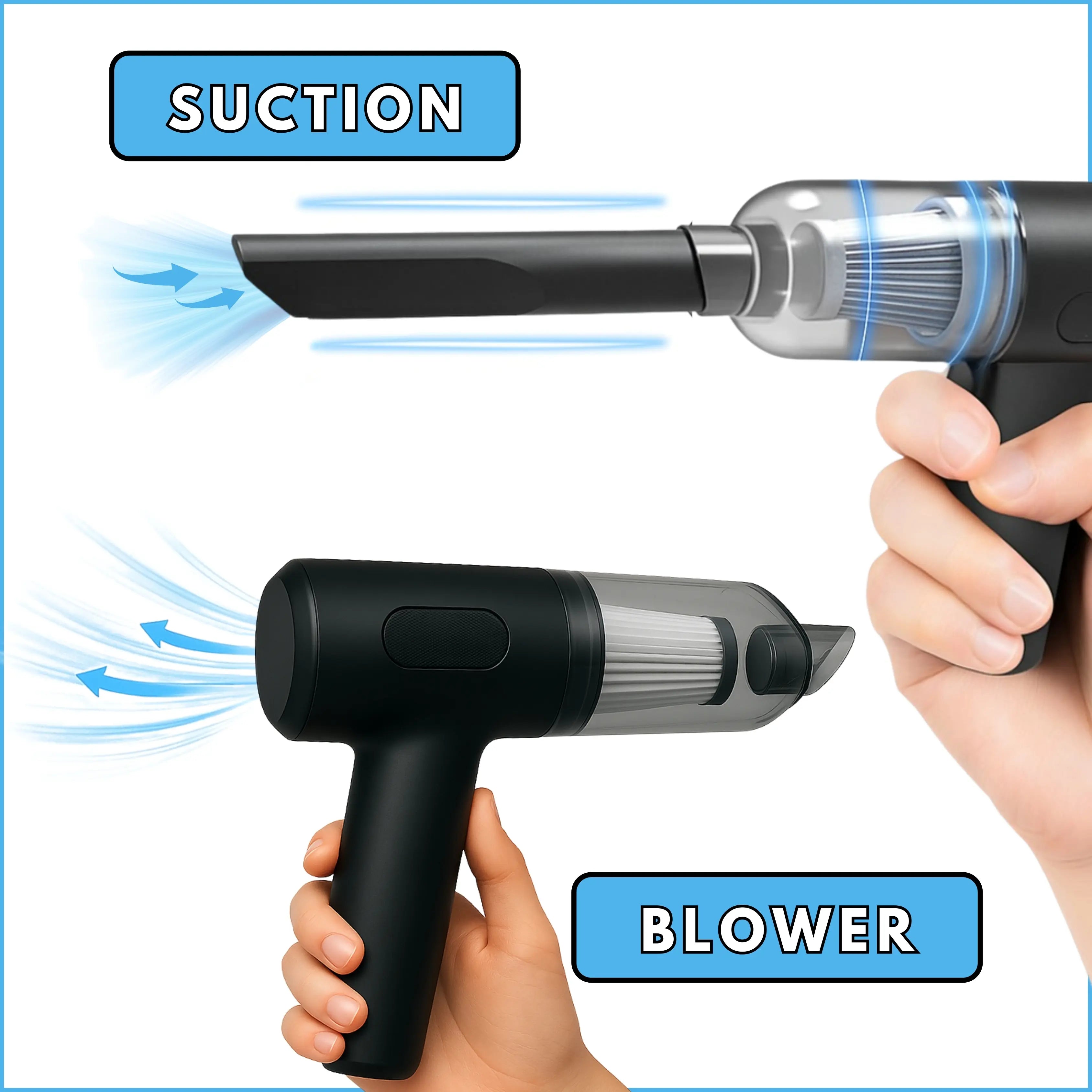 DustBlitz DuoPro Max™ | Dual-Mode Vacuum + Blower | Cordless, Portable & Hand-Sized | 12,000 Pa Suction - Deep-Cleans Car & Home in Seconds