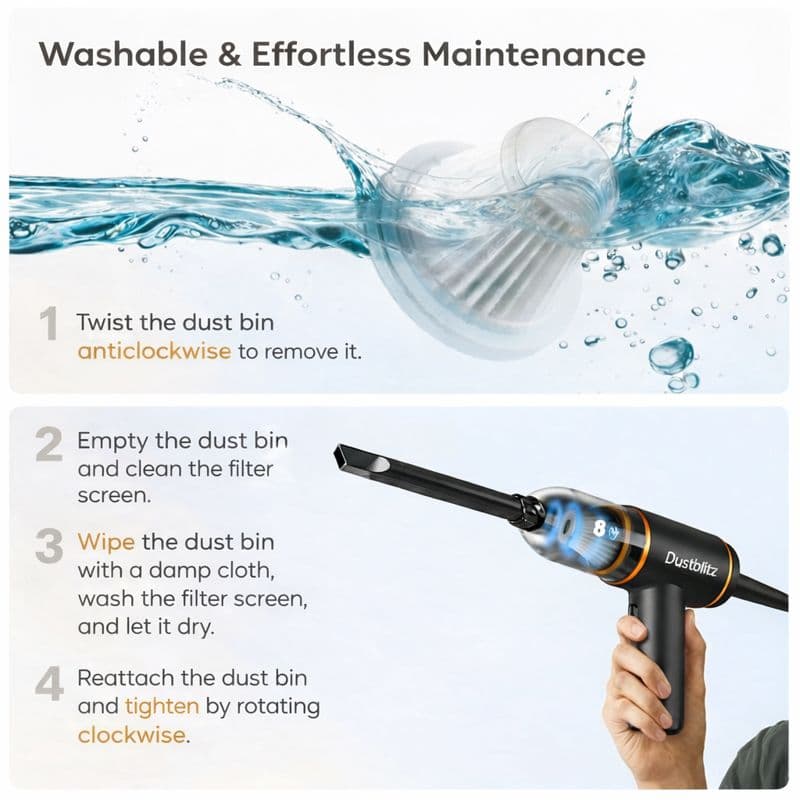 DustBlitz™ Cordless Portable Rechargeable Vacuum — Deep Cleans Car & Home in Seconds