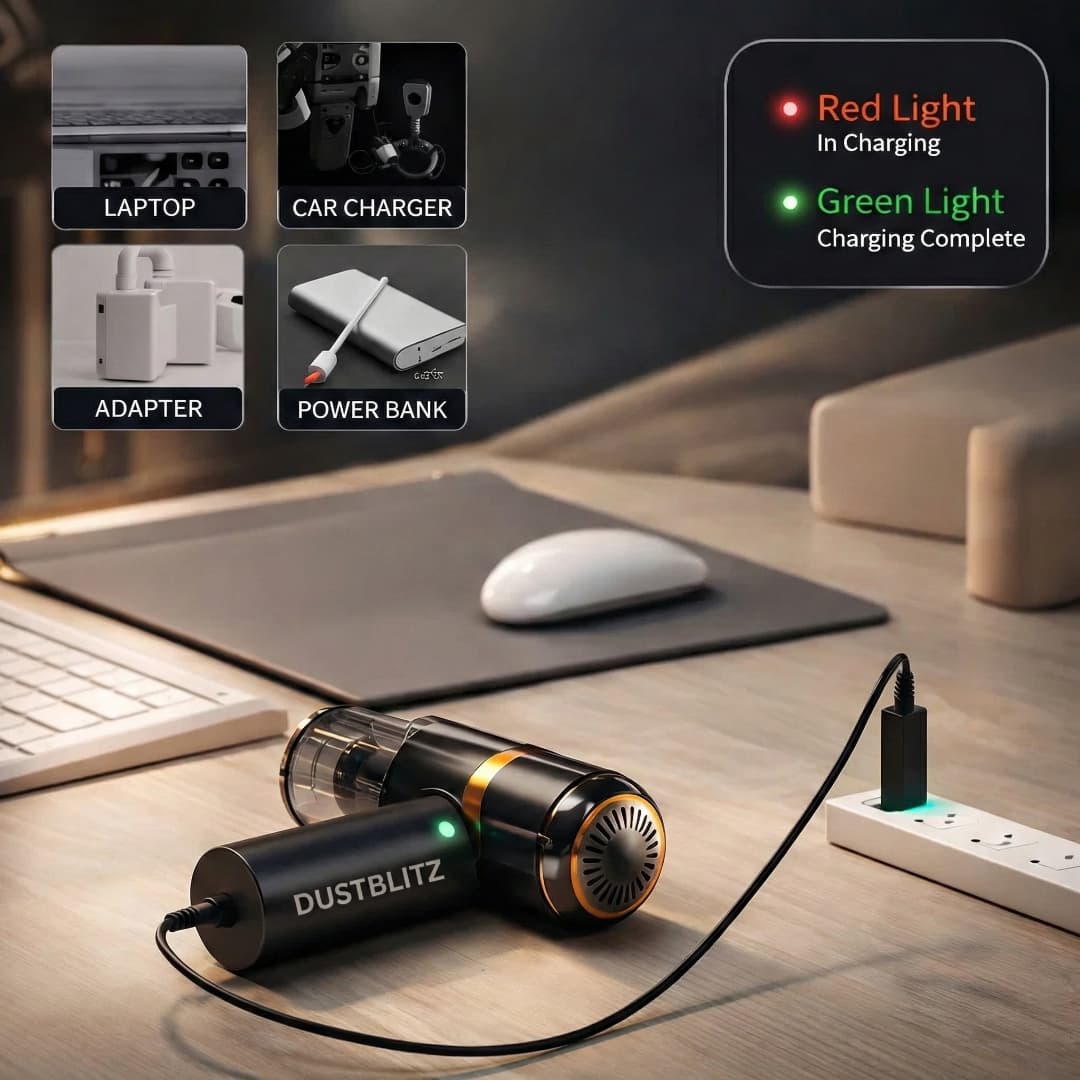 DustBlitz™ Cordless Portable Rechargeable Vacuum — Deep Cleans Car & Home in Seconds